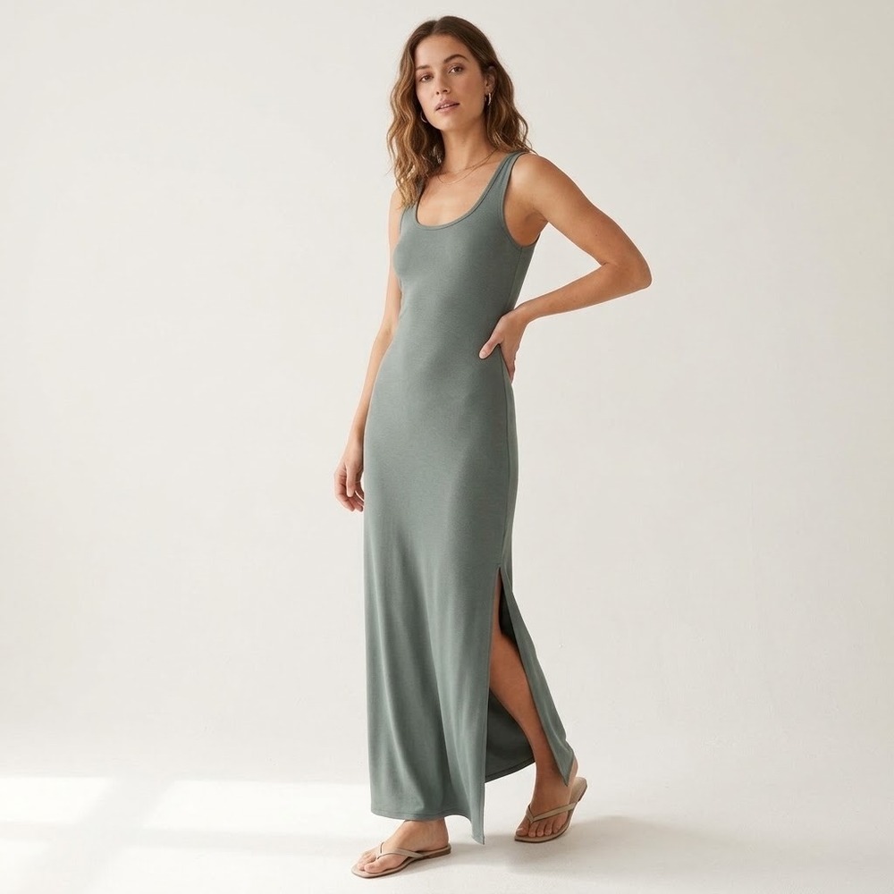 Lululemon Restore & Revitalize Maxi Dress Pima Cotton Juniper Green Size 6